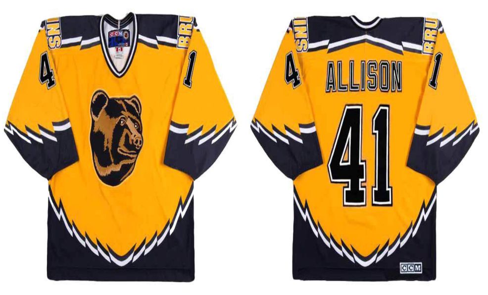 2019 Men Boston Bruins 41 Allison Yellow CCM NHL jerseys